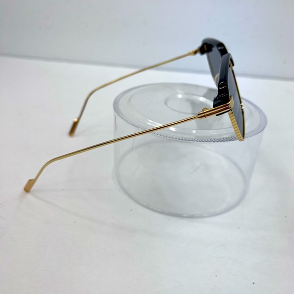 JOHN VARVANTOS GOLD METAL FRAME WITH GLOSSY BLACK ACCENT SUNGLASSES, GREY LENSES - Picture 4 of 14